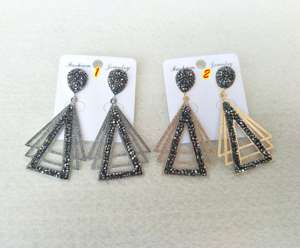 Fashion handmade Metal charm earrings pave Black rhinestone crystal drop dangle for women Jewelry Earrings ER562