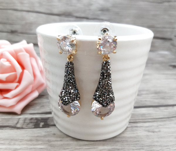1 pair Fashion Handmade drop earrings Paved Rhinestone Crystal Charm Dangle earrings Jewelry for women ER695