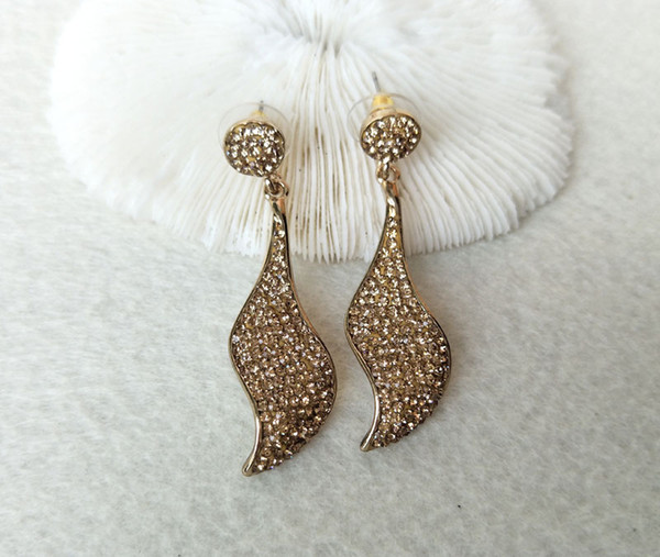 Fashion handmade earrings Paved gold Rhinestone Crystal Charm drop Dangle earrings Jewelry for women finding ER471