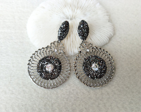 Fashion water drop earrings Paved Rhinestone Crystal eyes Charm Dangle earrings Jewelry for women findings ER463