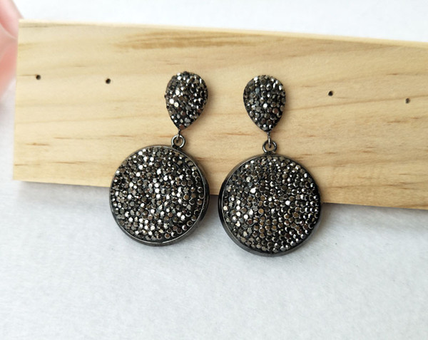 Fashion Jewelry round Shape earring handmade charm Pave Rhinestone bead drop Dangle Earrings for women ER480