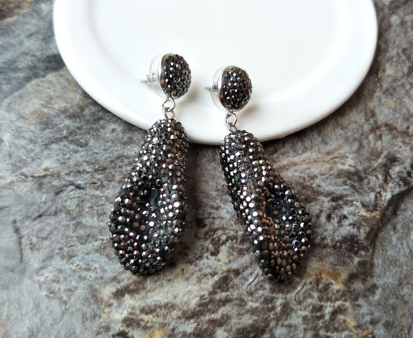 Fashion Drop Black Crystal earrings, with Pave Rhinestone Charms Jewelry Dangle Earring For Women ER146