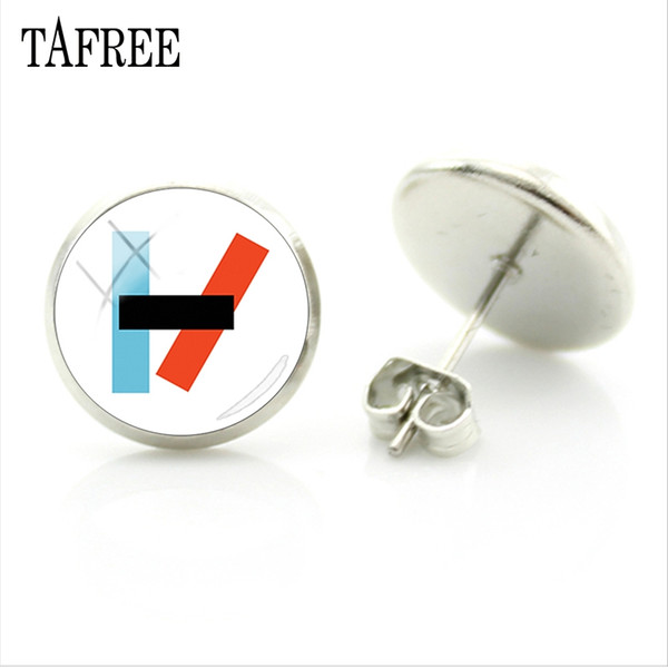 TAFREE Twenty One Pilots Graphic Stud Earrings Music Band Fans Earring New Fashion Unique Round Shape glass Jewelry H257