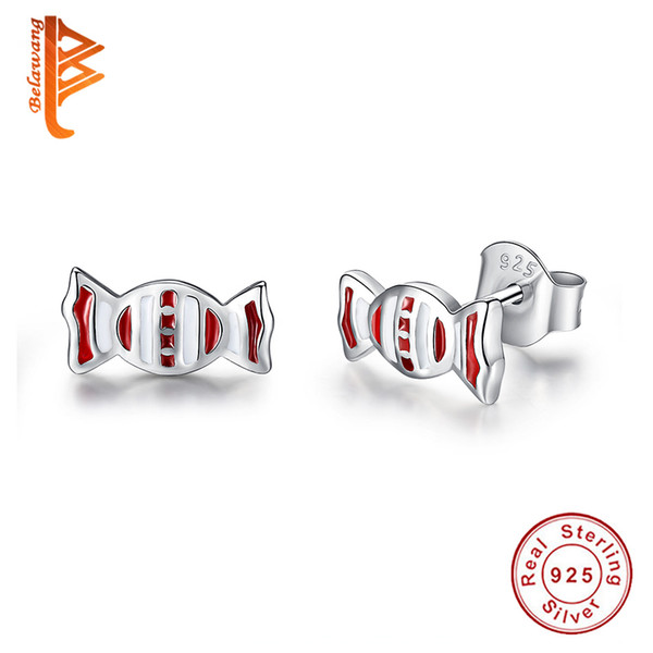 BELAWANG 100% 925 Sterling Silver Candy Stud Earrings For Women Girls Lovely Enamel Earrings Jewelry Accessories Anti-allergy