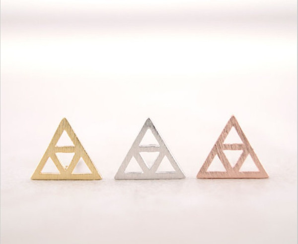 The latest elements gold stud earrings Two triangles combination stud earrings for women wholesale free shipping