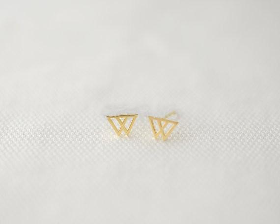 2018 Fashion gold stud earrings superposition triangle stud earrings geometric peaks stud earrings wholesale free shipping