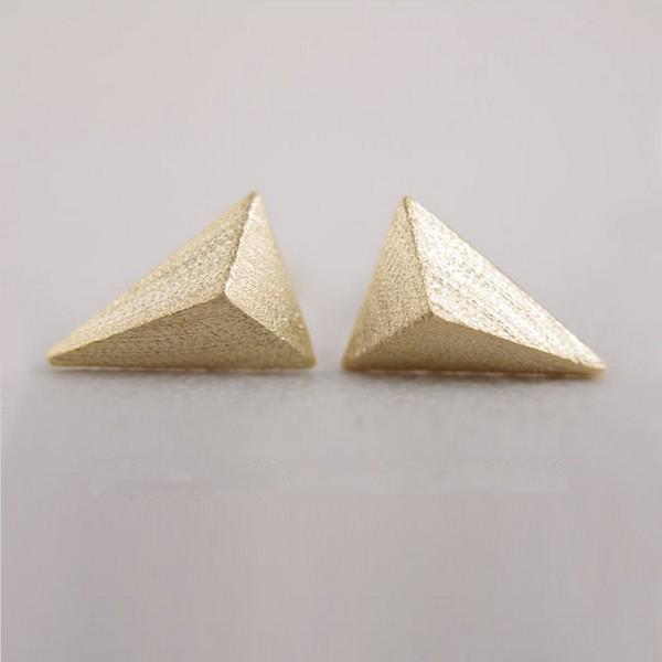 The latest elements gold plating stud earrings silver plating stereoscopic triangle stud earrings wholesale free shipping