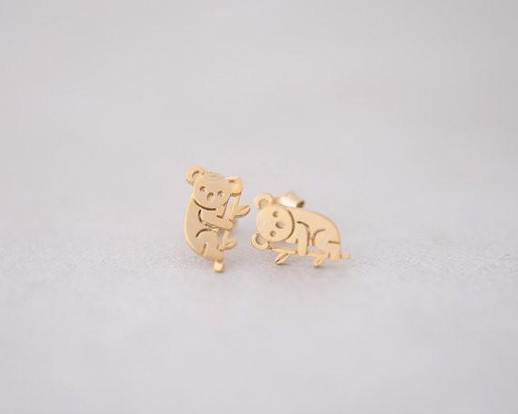 The latest elements gold stud earrings koala stud earrings Animal silver plated stud earrings for women