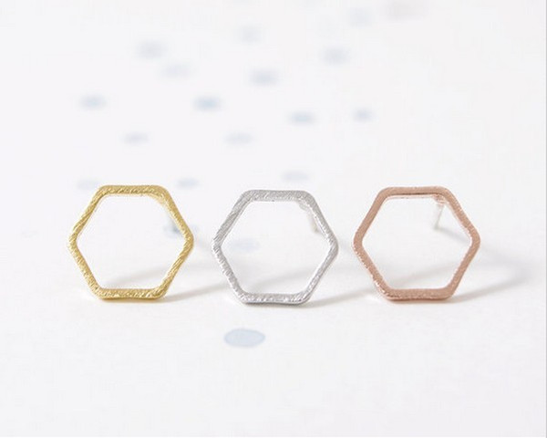 2018 The latest elements gold stud earrings hexagonal stud earrings Geometry stud earrings wholesale free shipping