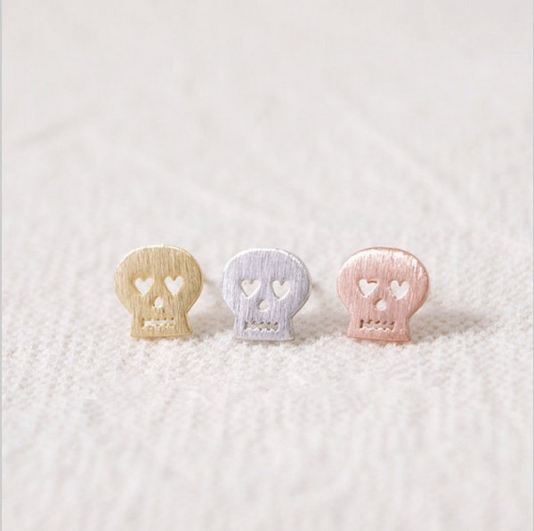 The latest elements cartoon skull stud earrings for women silver gold stud earrings wholesale free shipping