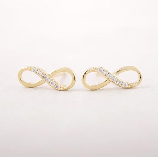 2018 The latest elements gold stud earrings Zircon infinity symbol stud earrings for women wholesale free shipping