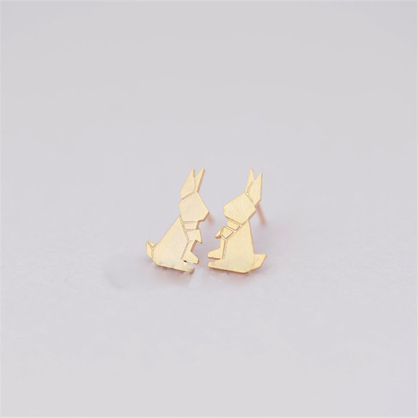 Fashion rabbit stud earrings lovely origami rabbit stud earrings three-dimensional of the rabbit stud earrings for women