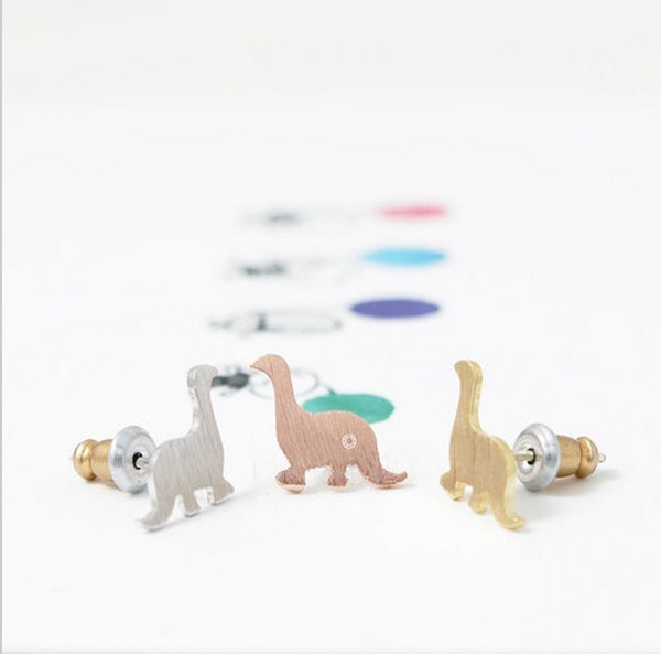 The latest elements dinosaur stud earrings Gold-color/silver plated/rose Gold-color stud earrings wholesale free shipping