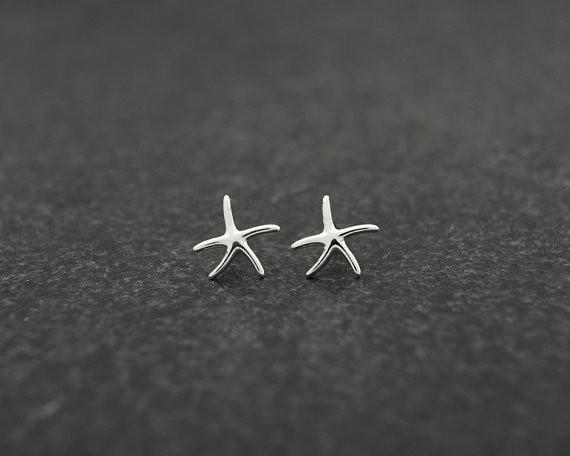 2018 The latest elements starfish stud earrings zinc alloy silver plated stud earring for women wholesale