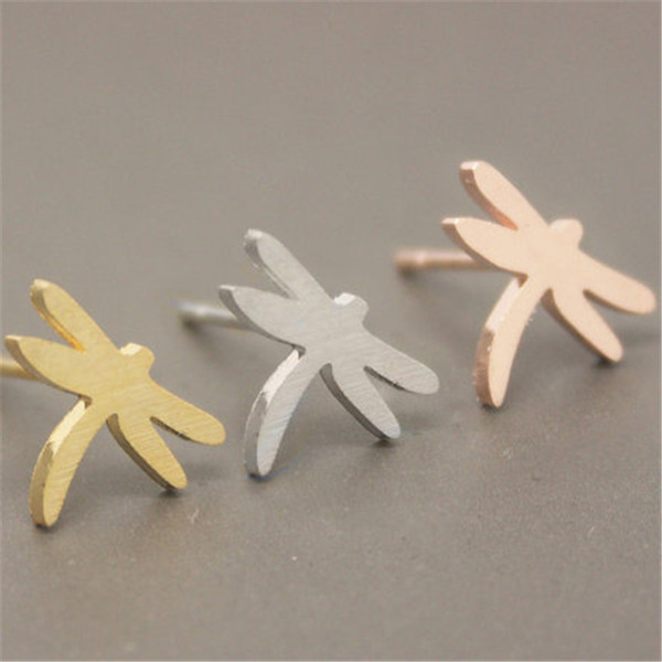 Fashion bamboo dragonfly stud earrings Simple lovely dragonfly stud earrings Insects model stud earrings for women