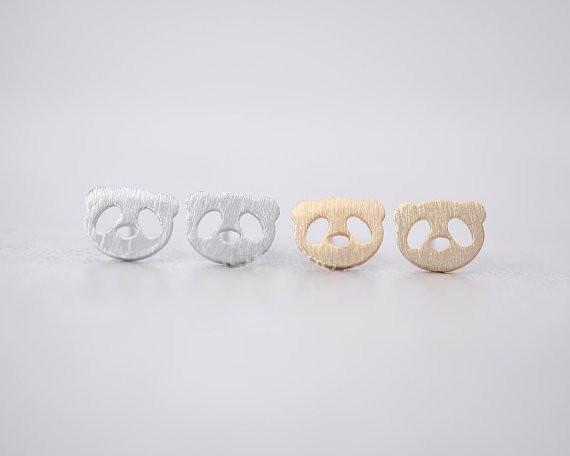 Fashion gold stud earrings panda stud earrings lovely animals bear stud earrings for women wholesale free shipping