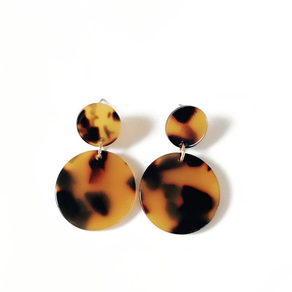 Free Shipping New Design Tortoise Leopard Print Resin Round Geometric Sweet Pretty Earring, Hot Selling Fashion Earring