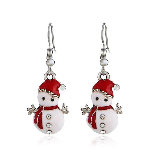 Christmas Hot Sale Snowman Earrings Fashion And Lovely Design For Girls Christmas Holiday Gift Santa Claus Rhinestone Eardrop