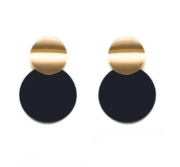 New fashion creative asymmetric size round metal earrings Europe and the United States big brand earrings female