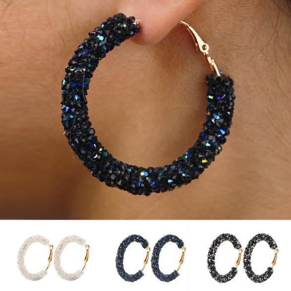 Fashion simple ear rings personality retro exaggerated earrings wild circle crystal ear rings female super nice