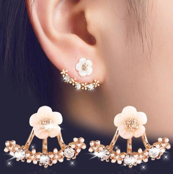 New Daisy Flower Earrings Hot Fashion Champagne Gold Silver Earrings Women's Ornament Earrings Crystal Earring women Jewelry