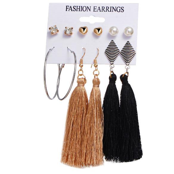 Bohemian Earrings Alloy Tassel Earrings Trendy Simple Ladies Temperament Handmade Earrings for Party and Important Occasion