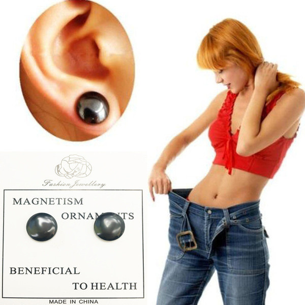 Black Magnet Earrings Meridians earrings No Hold Ear Ring pierced Earring Magnetic Slimming Healty Jewelry drop shipping