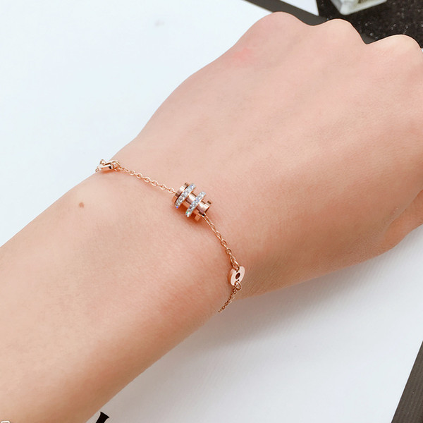 Explosion models titanium steel jewelry rose gold diamond bracelet temperament ring bracelet ladies Korean custom