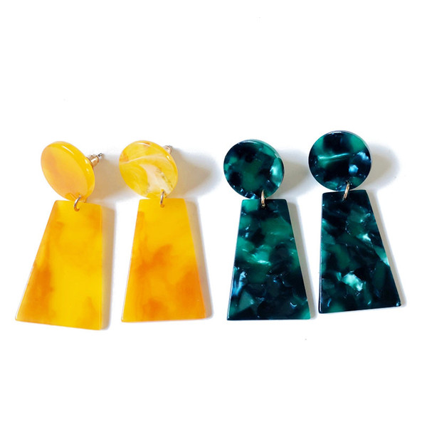 Free Shipping New Elegant Yellow Green Geometric Resin Sweet Color Wholesale Earring, Pretty Earring For Women