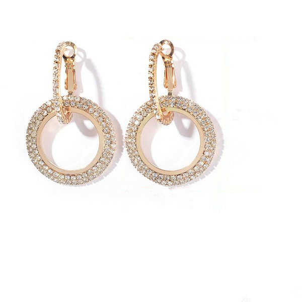 2019 creative jewelry high-grade elegant crystal earrings round Gold and silver earrings for women wedding party jewelry