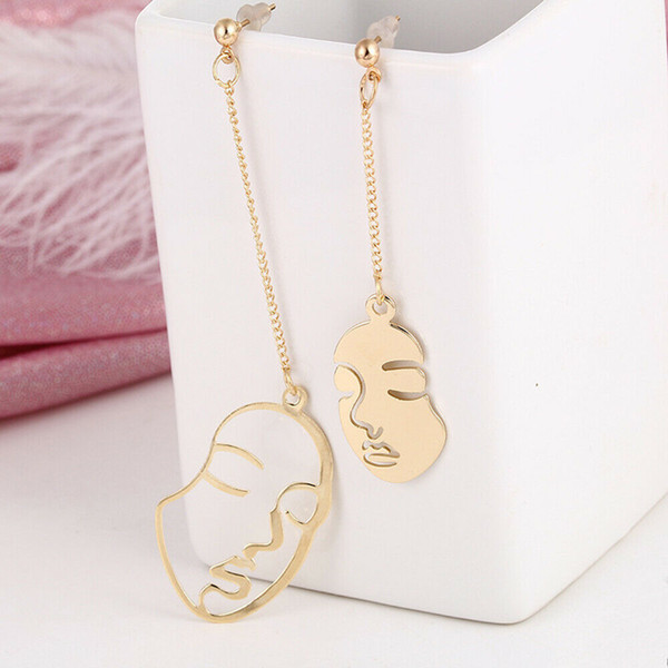 2019New-Fashion Unique Sample Charisma Art Drop Earrings Gold Color Face Statement Elegance Generous Dangle Earring Girls Women Trend Tassel