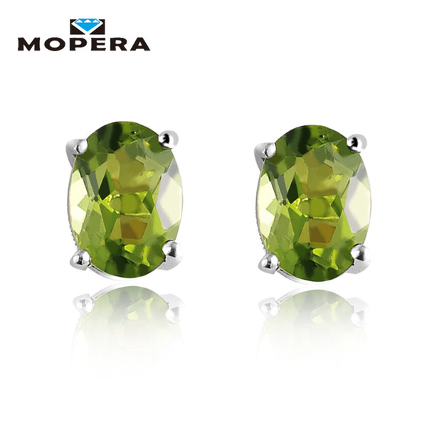 1.72ct Oval Natural Peridot Earrings Stud Genuine 925 Sterling Silver Jewelry Fabulous Vintage Gemstone Jewelry 2017 Brand New