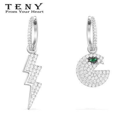 TENY High Quality OriginalSterling Silver Pac Earrings Women Jewelry Free Mail