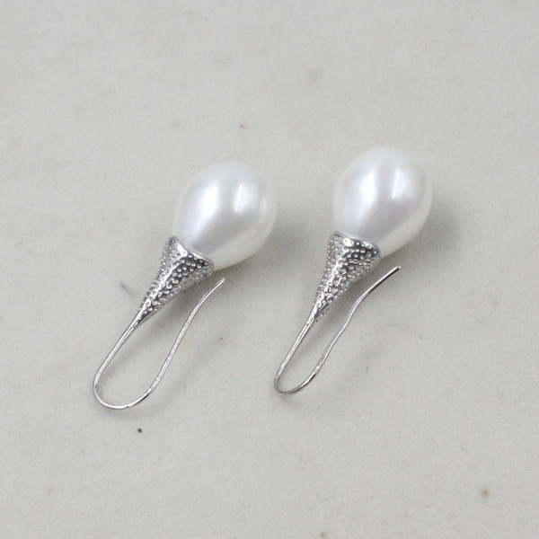 New AA 14x16 MM White South Sea Shell Pearl Drop Earring