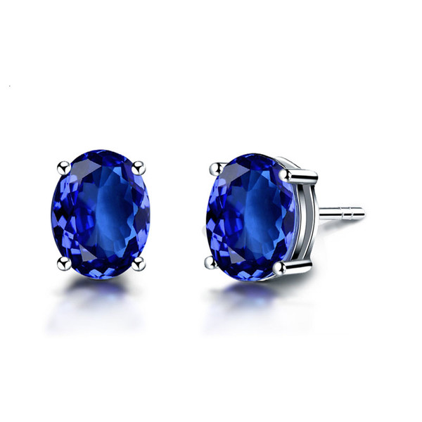 Jade Angel 18K Gold Oval Cut Tanzanite Stud Earrings for Women Wedding Jewelry