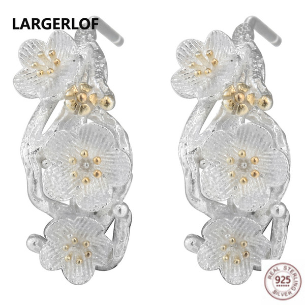 LARGERLOF 925 Sterling Silver Earrings For Women Fashion Jewelry Earrings Flower ED10086