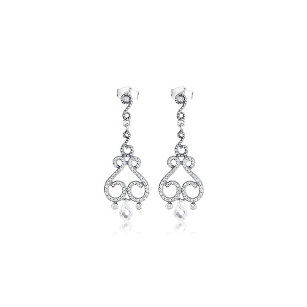 Swirling Chandeliers Earring with Clear CZ 100% 925 Silver Jewelry for Women Free Shipping