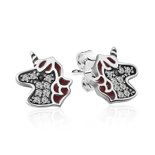 2019 NEW 100% 925 Sterling Silver Cute Zodiac Horse Studs Advanced Products Glamour Retro Women Gift Jewelry Factory Direct