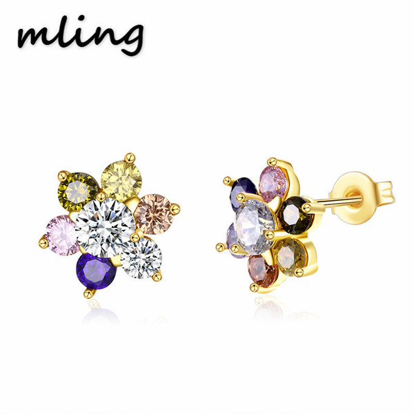 Studded Zircon Sun Flower Stud Earrings Cubic Zirconia Flowers Stud Earrings For Women Luxury Party Gifts!