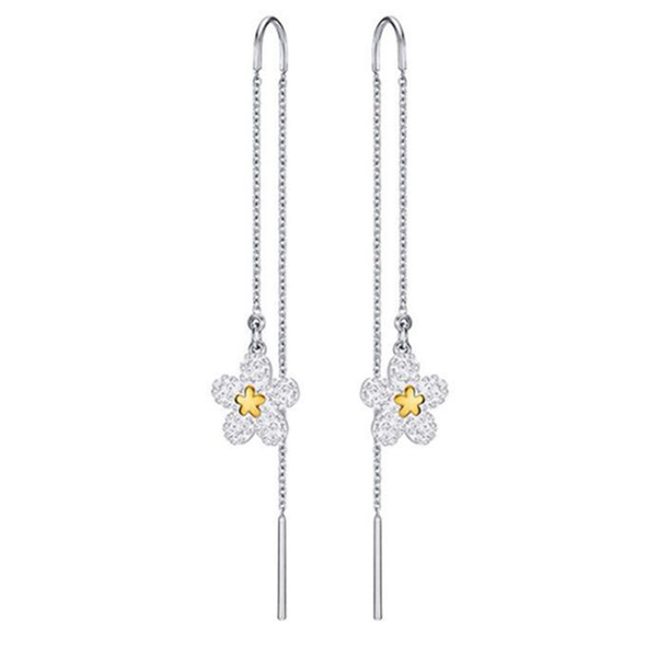 2018 New Fresh Ladies Long Earrings Daisy Flowers Floral Birthday Party Elegant Birthday Jewelry Free Shipping