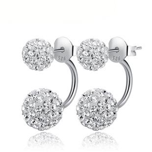 Wholesale-100% 925 Sterling Silver Jewelry Full of Flash Stone Earrings Sterling Silver Stud Earrings Christmas Gift Free Shipping