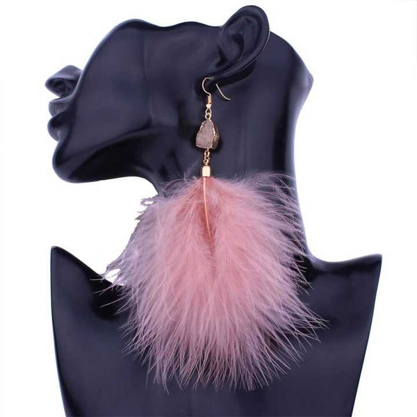 Korean Temperament Dreamlike Personality Fether Earrings SUPER-Immortal Feathers Elegant Long Tassels Ear Temperament Baitao Women's Jewelry