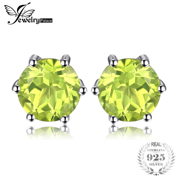 JewelryPalace Natural Peridot Stud Earrings Genuine 925 Sterling Silver Jewelry Fabulous Vintage Gemstone Jewelry Brand New