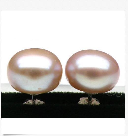 18k white gold Genuine 11mm AAA+++ bread lavender pink south sea pearl earring