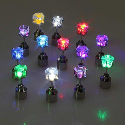 Light Up LED Stainless Steel Earrings Ear Studs Mulit Colors Dance Party Night Club Accessories Men and Women Earrings Ear Studs Fashion