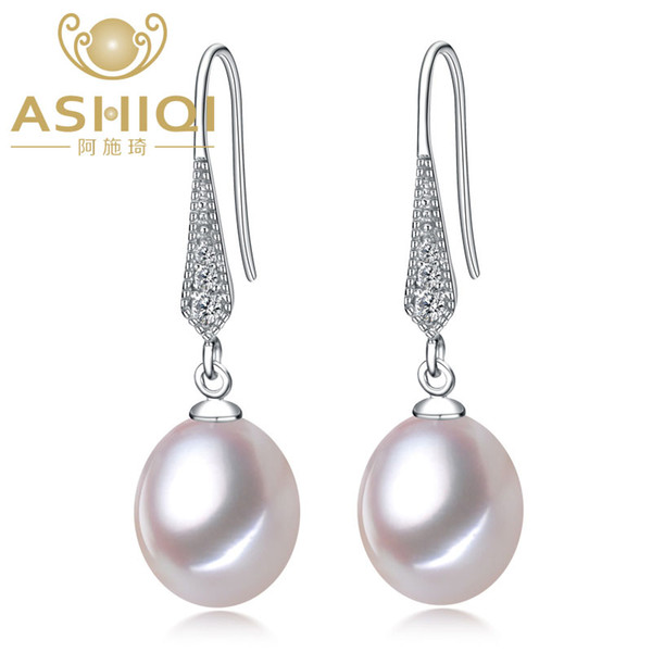 Real 925 sterling silver Earrings Natural Freshwater Pearl Earrings Teardrop Pearl jewelry For Women christmas gift