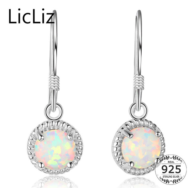 LicLiz 925 Sterling Silver Fire Opal Dangle Earrings Hook Drop Earrings Women Ear Piercing Earing Gemstone Drops LE0298