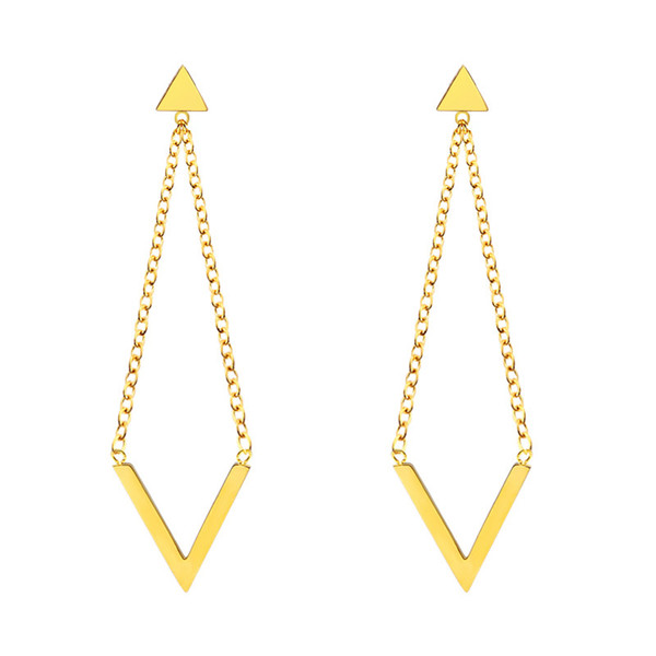 European Hot Women Earrings V Shape Long Chain Dangles Earrings Gold Plated Hoops For Women Gifts