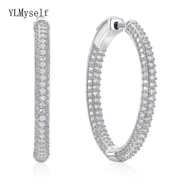 Stable quality 92.5% silver hoop earrings 31 mm diameter jewelry classic jewellery female real sterling silver circle earring