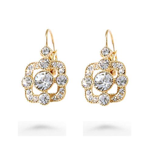 crystal square flower lady's earings ( 1.5*3 cm ) (woniu152)